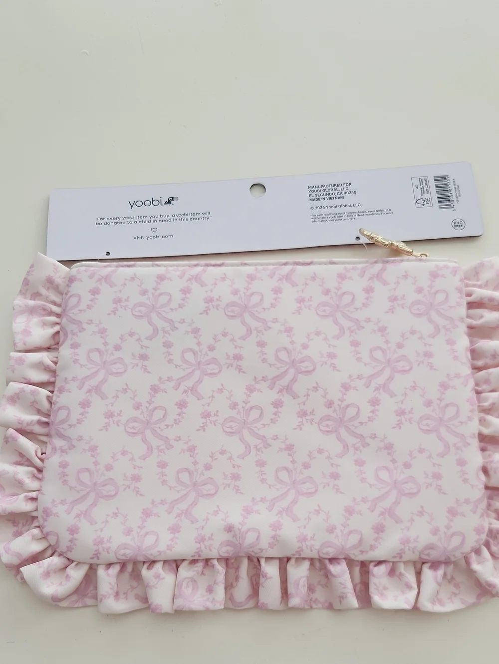 LoveShackFancy X Yoobi X Target Accessory Pouch Pink Coquette Bow New With Tag